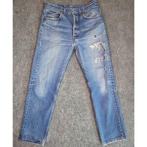Vintage Levi's 501 Jeans Mens 34x34 Blue 80s Made in USA Button Fly Distressed
